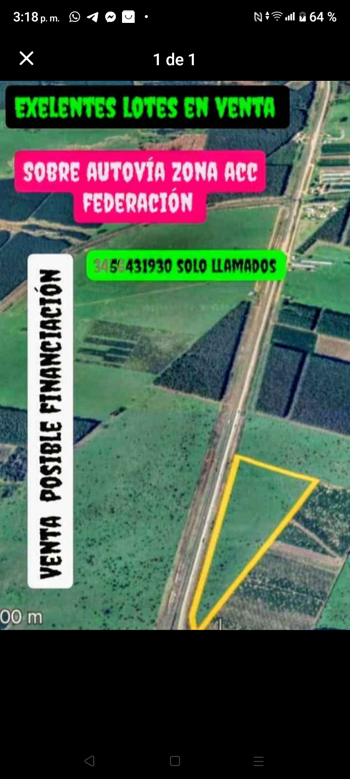 Vendo lotes sobre autovía g.artigas la del mercosur en entre rios