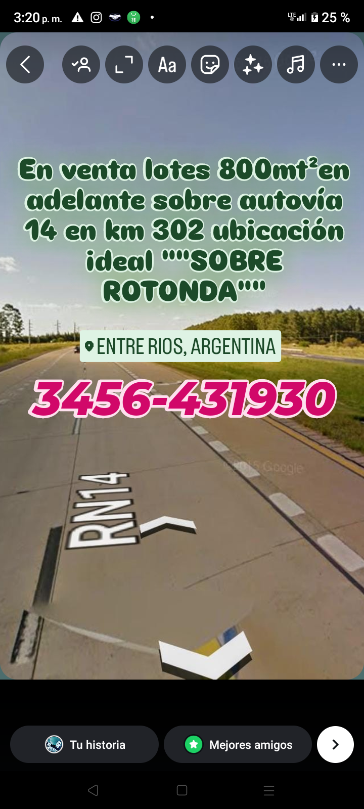 En venta lotes sobre autovía gervasio artigas provincia entre Ríos